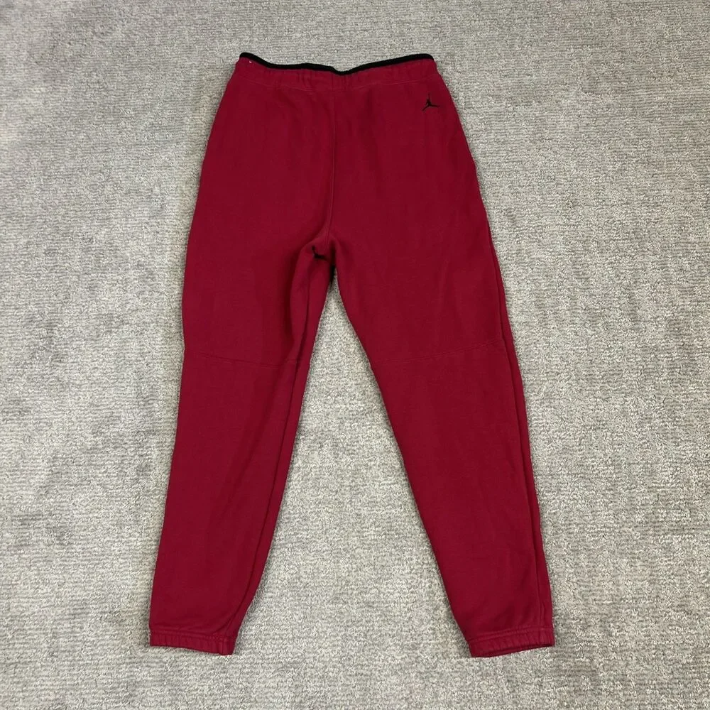 Nike Jordan SweatPants Mens Large Red Jumpman Fleece Joggers Hibiscus DJ0260-652